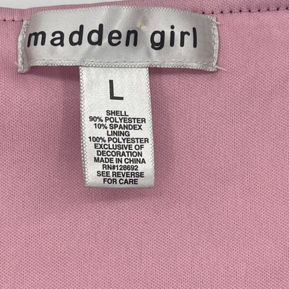 Madden Girl Y2K Babydoll Lace Top Sz L Cropped Coquette Bow Romantic Ballet Soft - Picture 7 of 8